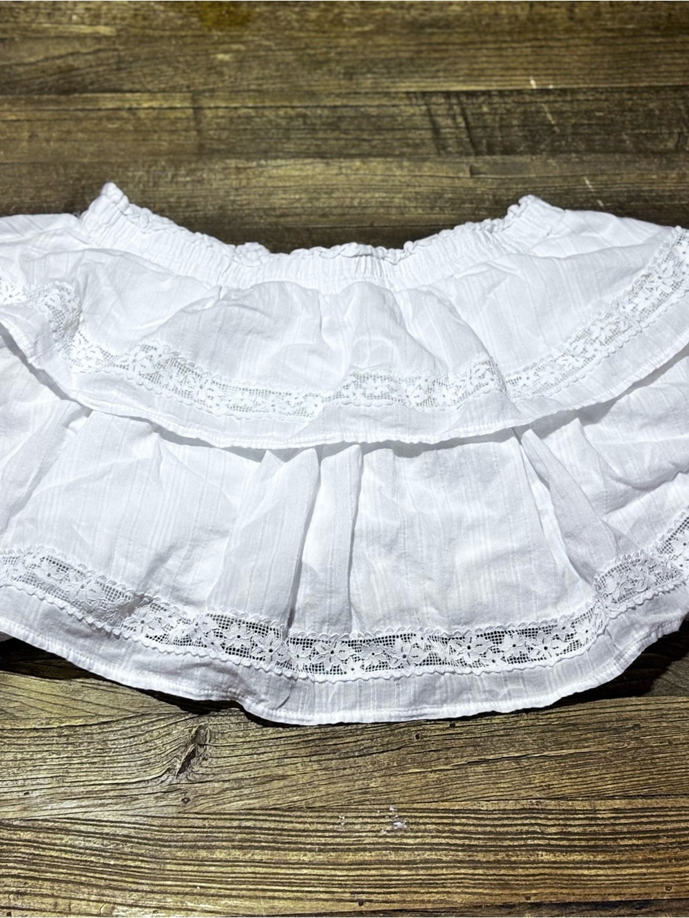 wild fable White Tiered Lace-Trim Circle Skirt